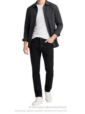 AG Adriano Goldschmied Everett Slim Straight Jeans Black 38x29 Hemmed Stretch